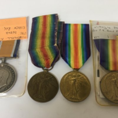 A collection of I world war medals Essex Regiment 49502 PTE F Raper Essex 3949 PTE Read Essex PTE Marshal F 36803 Essex and 227155 PTE J D Brown LABOR CORPS.