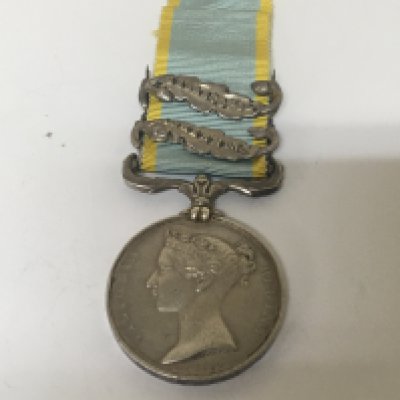 A Victorian Crimea Medal with two Campaign bars Sebastopol and Inkermann awarded to PTE Rd Coleman 38th Foot.