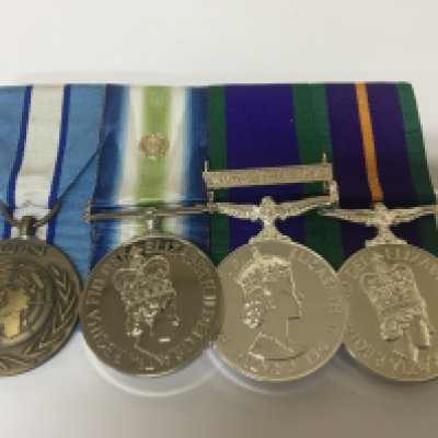 A Group of 20th Century British Elizabeth II medals including UN medal GSM with Northern Ireland bar and others not engraved recipient unknown.