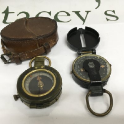 Two WW1 and WW2 military compasses. Shipping category D.