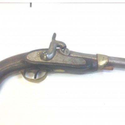 A steel and brass percussion 19th century Pistol
