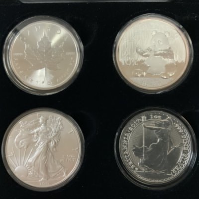 2017 issue silver 1oz coins to include Canada Maple leaf, Chinese Panda, Liberty Dollar, Brittania.