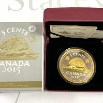 Royal Canadian Mint 2105 Canada Proof 5 ounce fine silver Big coin series 5 cents. (A)