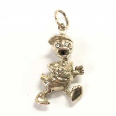 A 9 carat unmarked gold 1960s vintage Georg Jensen Huey ducktails charm. 4.98g. Postage cat A