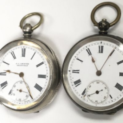 Two silver hallmarked pocket watches , seen working