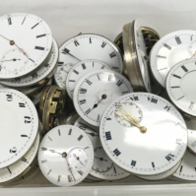 A large collection of pocket watch movements. Postage category B