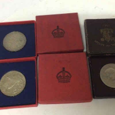Two cased 1935 crowns and an 1851 crown (3)