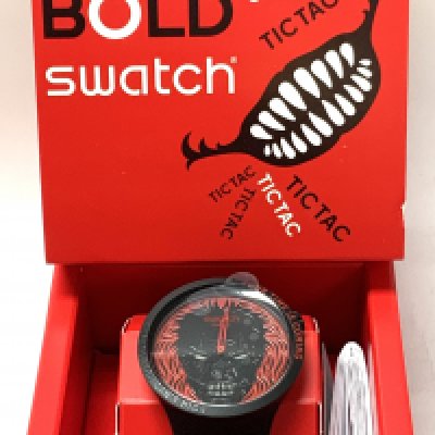 Swatch Big Bold Your Time is coming, glow in the dark Bio ceramic wrist watch, 2021 model. Boxed unworn, New. (A)