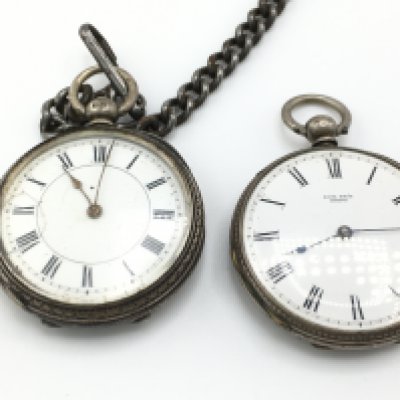 Two silver cased pocket watches not seen running. Both approx 38mm case. Postage B. NO RESERVE