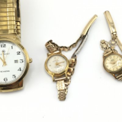 Three watches including a vintage ladies Oris which winds and runs. Postage B. NO RESERVE
