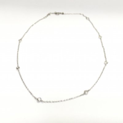 Extendable silver necklace with spectacle set white CZ