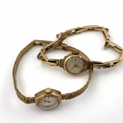 1 9ct gold wrist watch together with a 9ct gold cased wristwatch. (A)