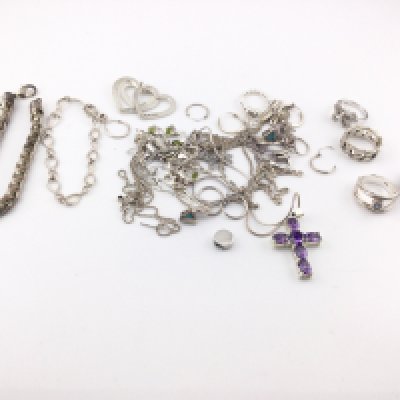 A collection of various silver and white metal jewellery. Postage B