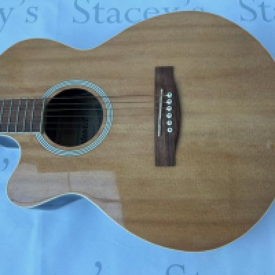 A left handed Eastcoast Electro Acoustic Guitar with inbuilt pickup and preamp. In good overall condition with some light wear to the back and edge wear to binding. No Case  <a href="https://www.the-saleroom.com/en-gb/auction-catalogues/staceys-auctioneers-and-valuers/catalogue-id-srsta10351/lot-595302e3-8d78-471f-abda-b24101151f4b"> Click Here to Register to bid </a>