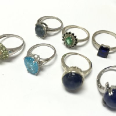 Seven silver rings . Postage category A