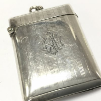 A silver Vesta case , Birmingham hallmarked . Postage category A