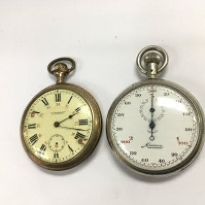 A Ninerva stop watch and one other pocket watch. Not running. NO RESERVE