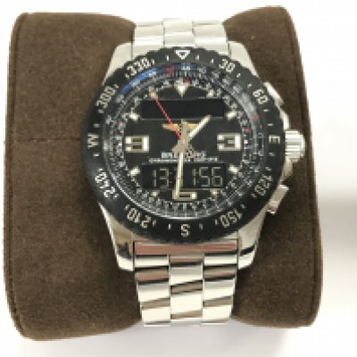 WITHDRAWN - A gents Breitling Airwolf watch quartz movement with stainless steel strap and also a rubber strap. With box and some paperwork. Working. Postage B