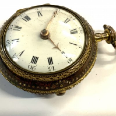 A tortoiseshell outer cased Circa 1820 single fusee pear cased pocket watch, by John Charles. (A)