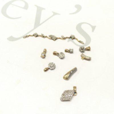 An assortment of 9ct gold stone set pendants. Approx weight 10.0grams.