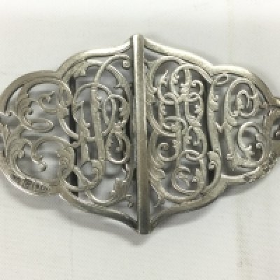 A silver belt buckle, London hallmarks. Shipping category A.