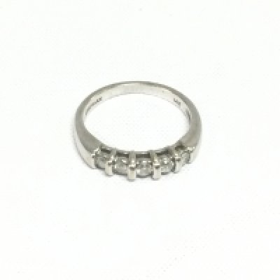 A 14ct white gold five stone diamond ring, approx 3.9g and approx size N. Shipping category A.
