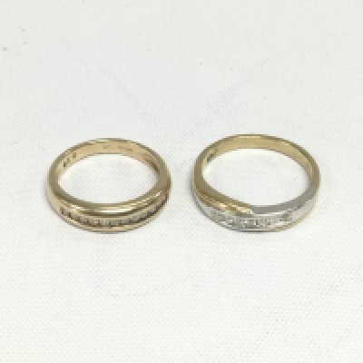 Two 9ct gold half eternity rings, total approx 5.3g and approx sizes K and O. Shipping category A.