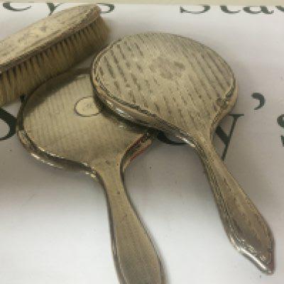 Two Silver backed mirrors and a brush (3)