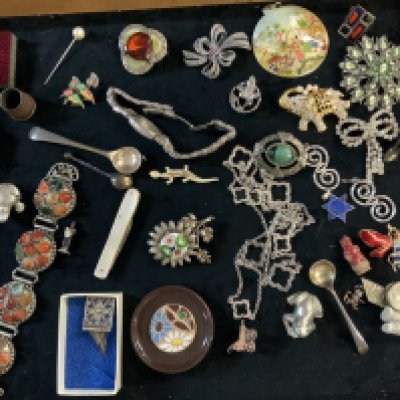 A display case and jewellery contents.