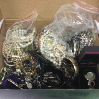 A box of costume jewellery. Shipping category C.