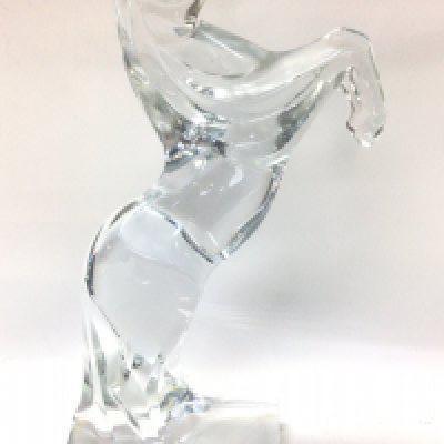 A Daum France translucent moulded glass Prancing Horse figure , 32cm tall approximately. No obvious damage or restoration. This lot cannot be posted
