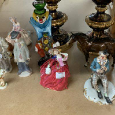 A large pair of continental vases and a collection of varied ceramics including Royal Doulton, Wedgewood etc. (D)