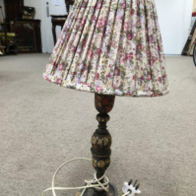 A Barge ware lamp decorated with flowers NO RESERVE