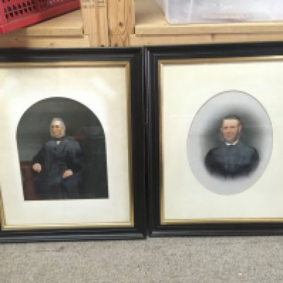 Framed Victorian watercolour ecclesiastical portraits. Frame dimensions 45x55cm. This lot cannot be posted. NO RESERVE