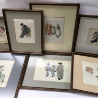 A collection of 1920s watercolour and ink sketches. Postage D. NO RESERVE