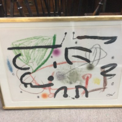 A collection of framed prints including a Joan Miro Wonders with aristocratic variation, Salvador Dali Royal Insect from Vitraux and Giraffe on fire. Dimensions 87x62, 75x59, 65x65cm. This lot cannot be posted