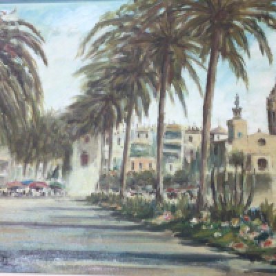 A collection of paintings and watercolours some 19th century. Including a a view possible Malta.