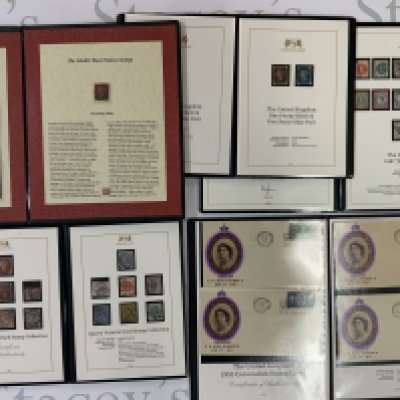 4 Harrington & Byrne folios of British stamps together with a Westminster mint folio with enclosed penny black. (A)