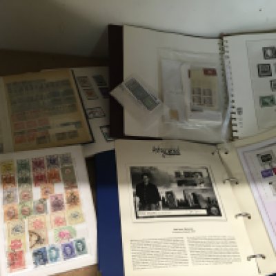 A box containing Australian and World stamps various