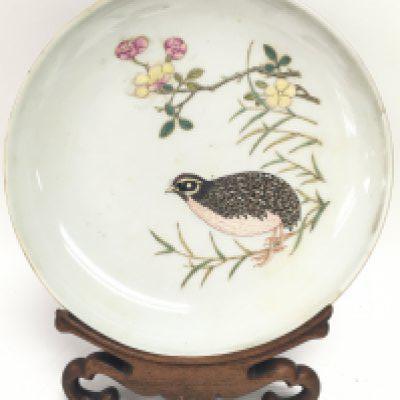 A Chinese Quail plate , 22cm wide. No obvious damage or restoration. This lot cannot be posted