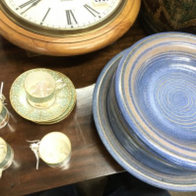 Hammersley T Goode cups and saucers and a collection of blue plates. NO RESERVE