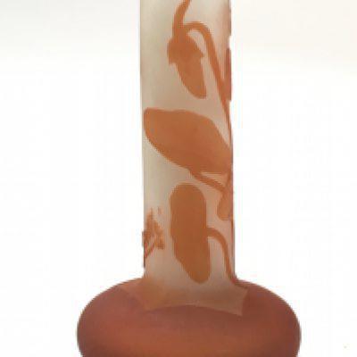 A Galle floral cameo glass vase , 10cm tall. This lot cannot be posted