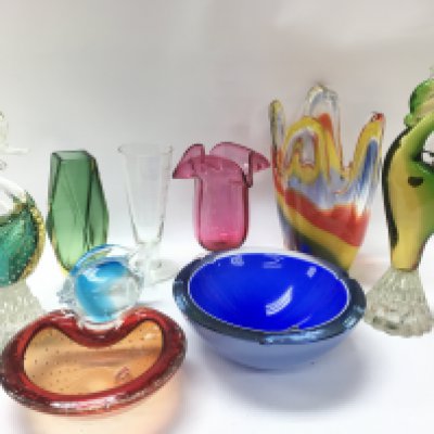 A Collection of Murano and other art glassware , tallest ornament 28cm. This lot cannot be posted