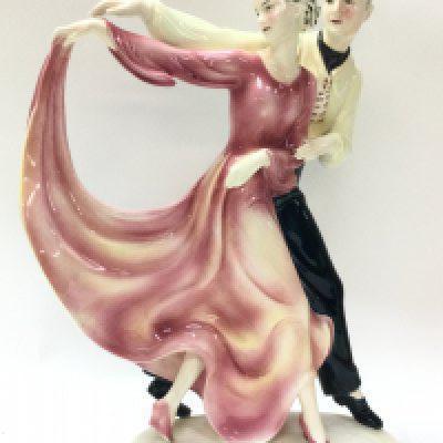 A circa 1930 Katzhutte figure group , dancing couple. 32cm tall. This lot cannot be posted