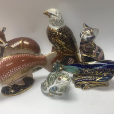 A Collection of six Royal Crown Derby weights,