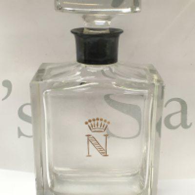 A 1930s Napoleon crystal decanter with a silver collar , 22cm tall. This lot cannot be posted. NO RESERVE