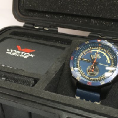 A boxed Vostok Power Reserve 29 jewels 200 metres mens watch. Postage catB