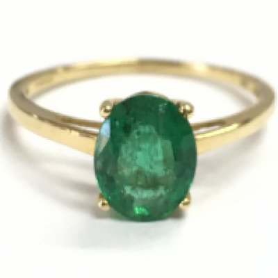 An 18ct gold emerald solitaire ring , 2.3g total weight. Size S Postage category A
