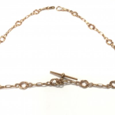 A 9ct gold watch chain. 28.30g and approximately 20 inches long. Postage A