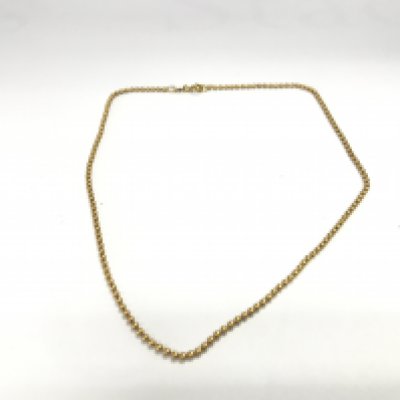 An 18ct gold bead necklace. 6.71g and 37cm long. Postage A